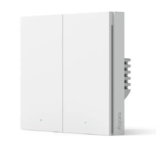 AQARA Умный настенный выключатель H1 EU(без       нейтрали, 2 клавиши), модель WS-EUK02, цвет:      графит