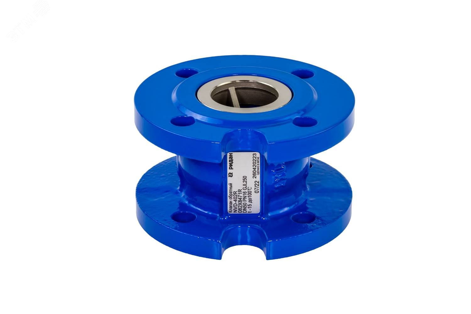 Изображение товара Клапан обратный фланцевый пружинный NVD-402R с аксиальным затвором, PN16, DN250, чугун GJL250 (шт)