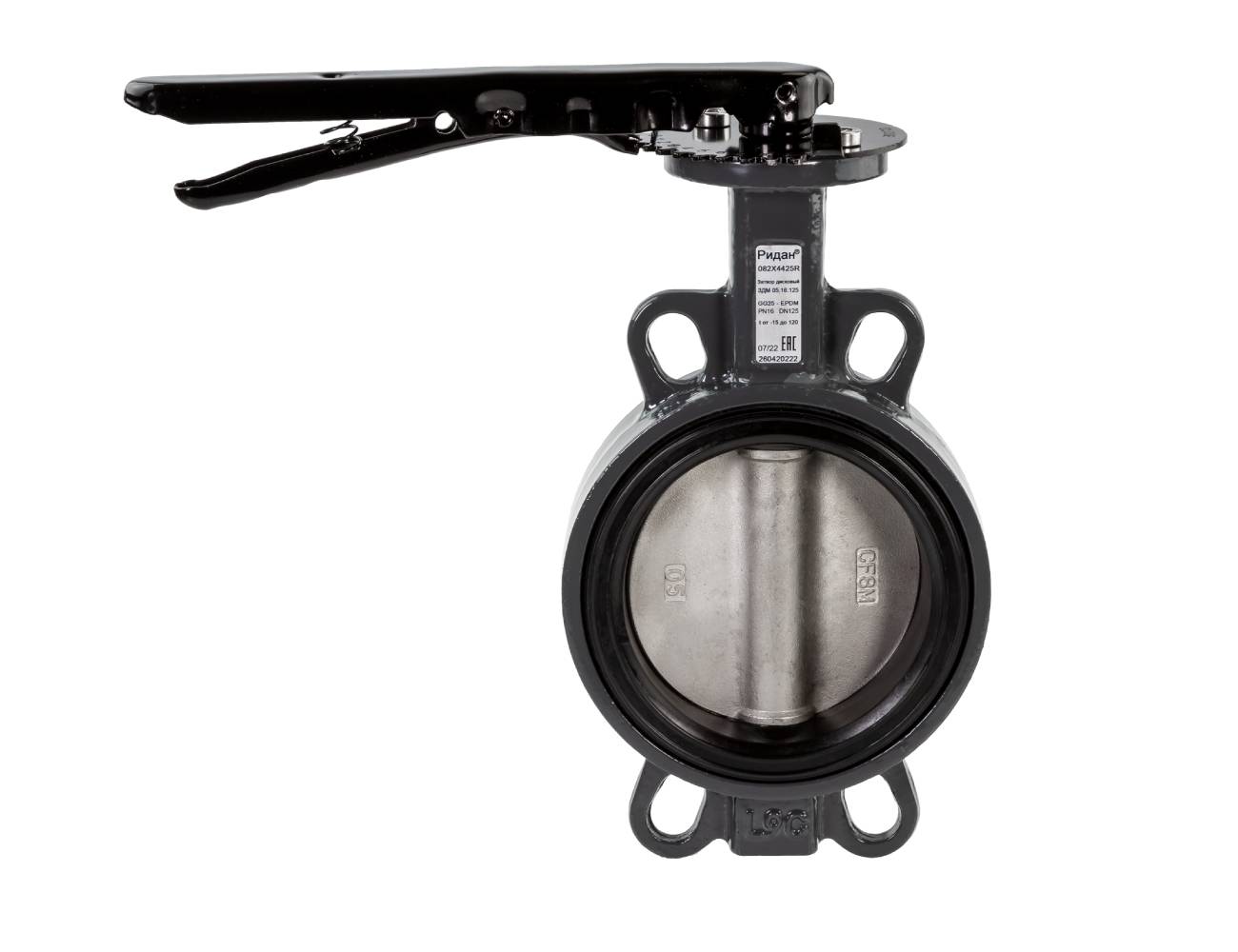Затвор дисковый поворотный ЗДМ 05.16.40 PN16 DN 40 корпус GG25 диск - нерж. сталь AISI316 уплотнение EPDM