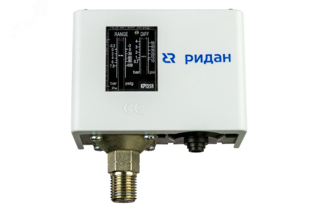 Изображение товара Реле давления KPI 35R, диапазон настройки -0,2...7,5 бар, дифференциал 0,7…4 бар, штуцер G1/2А, автоматический сброс (шт)