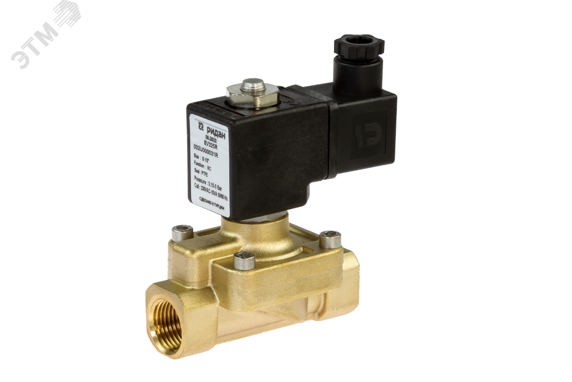 Изображение товара Клапан электромагнитный EV225R, G1/2, PTFE, нормально закрытый, 0,5…6 бар, с катушкой 230В, 50/60 Гц (шт)