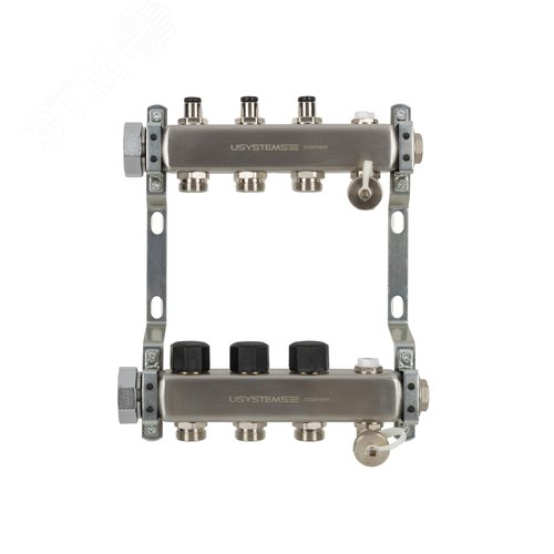 Изображение товара Коллектор UN с клапанами стальной с накидной гайкой, выходы 8x3/4, Евроконус (шт)