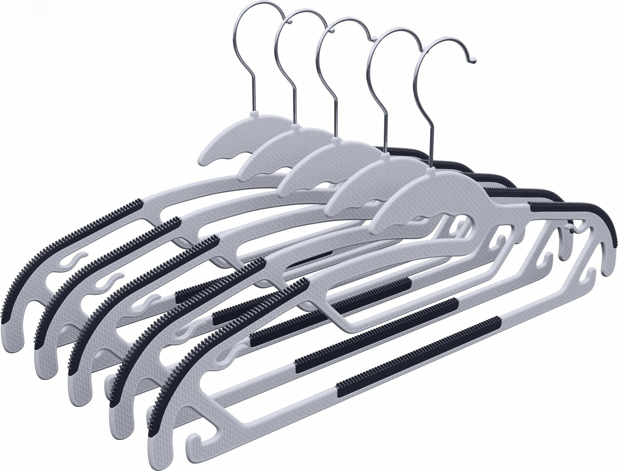Изображение товара Набор вешалок для одежды CLH-205 5 шт пластиковые 41 см серый