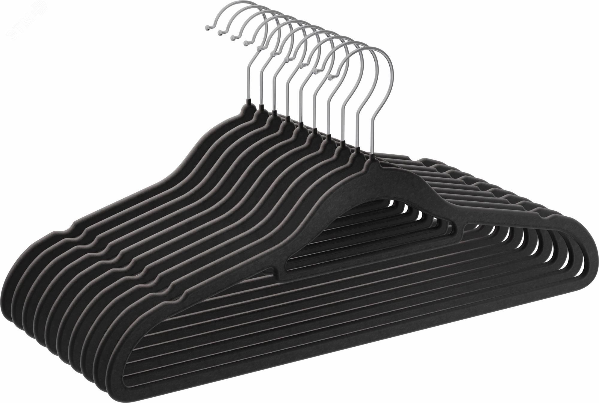 Изображение товара Набор вешалок для одежды CLH-220 черный, 10 шт, пластик, 42 см