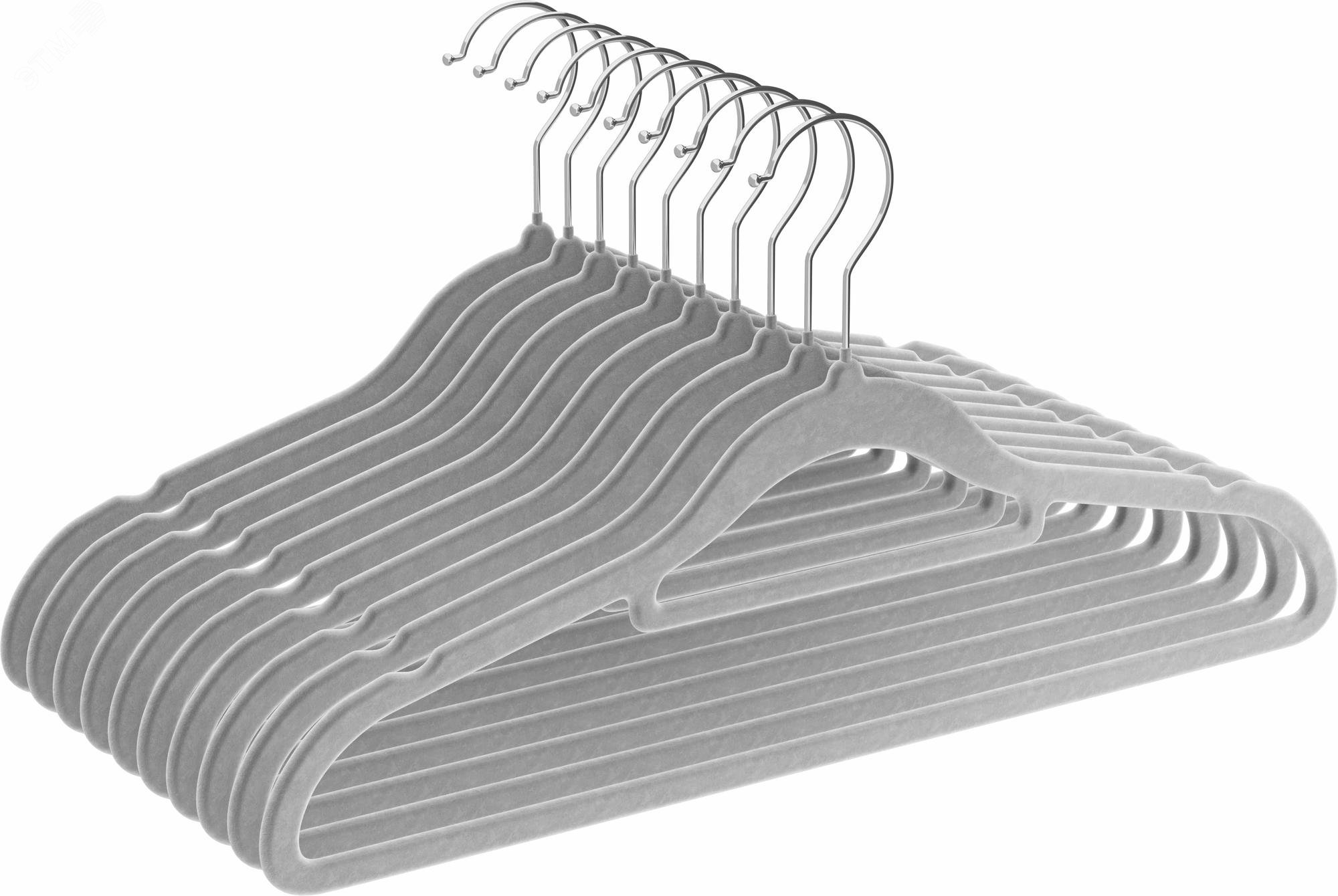 Изображение товара Набор вешалок для одежды CLH-220 серый 10 шт пластиковые 42 см