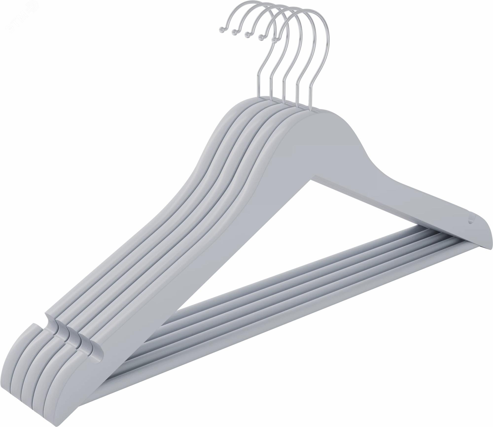 Изображение товара Набор вешалок для одежды Defender CLH-227 серый, 5 штук, длина 44.5 см