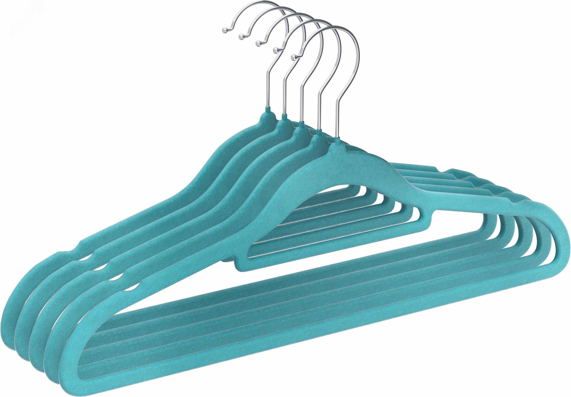 Изображение товара Набор вешалок для одежды CLH-220 бирюзовый 5 шт пластиковых 42 см