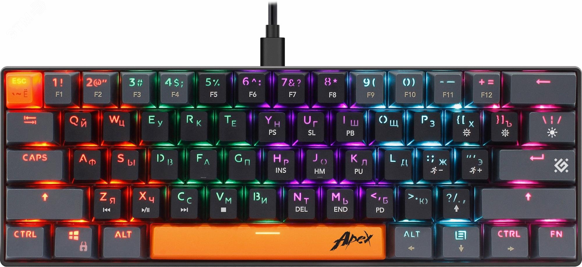 Изображение товара Клавиатура механическая Apex GK-002 RU,3цв/черн,радуж,61к,крас,св (шт) Изображение товара Клавиатура механическая Apex GK-002 RU,3цв/черн,радуж,61к,крас,св (шт)