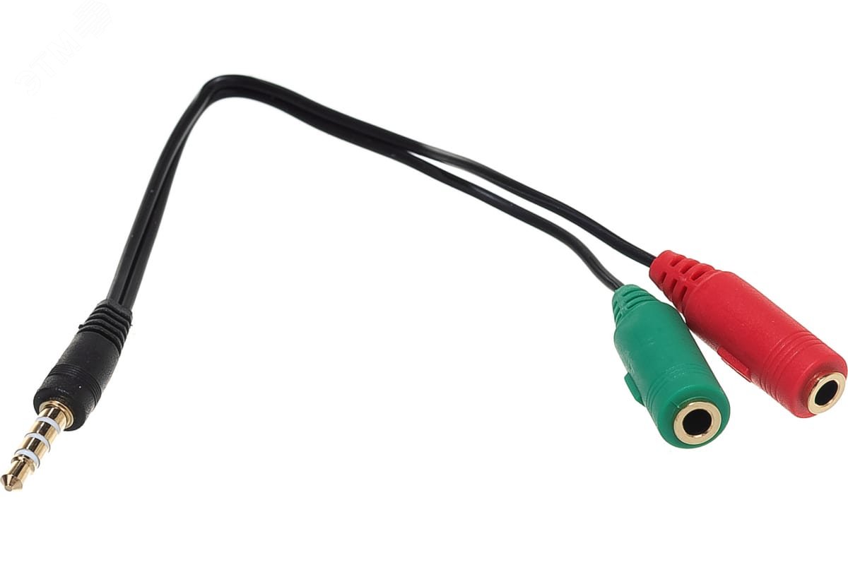 Изображение товара Переходник Headset Jack 2x3.5 F на Jack 3.5 M 4pin 0.15 м Defender