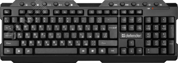 Клавиатура беспроводная Element HB-195 , мультимедиа, черный 45195 Defender - превью