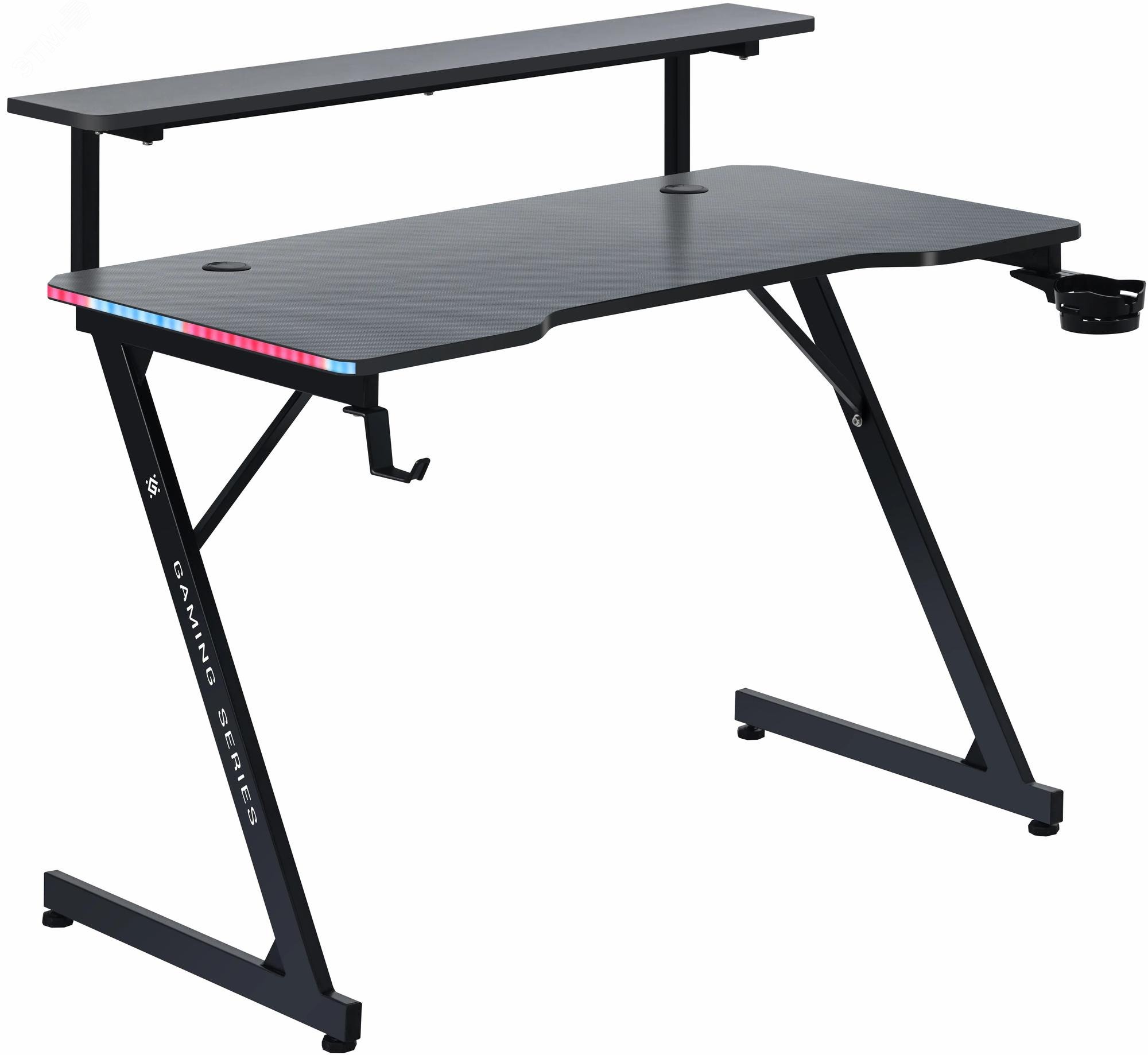 Изображение товара Стол компьютерный игровой Adamant полка,подвесы,черн,МДФ,RGB (шт) Изображение товара Стол компьютерный игровой Adamant полка,подвесы,черн,МДФ,RGB (шт)