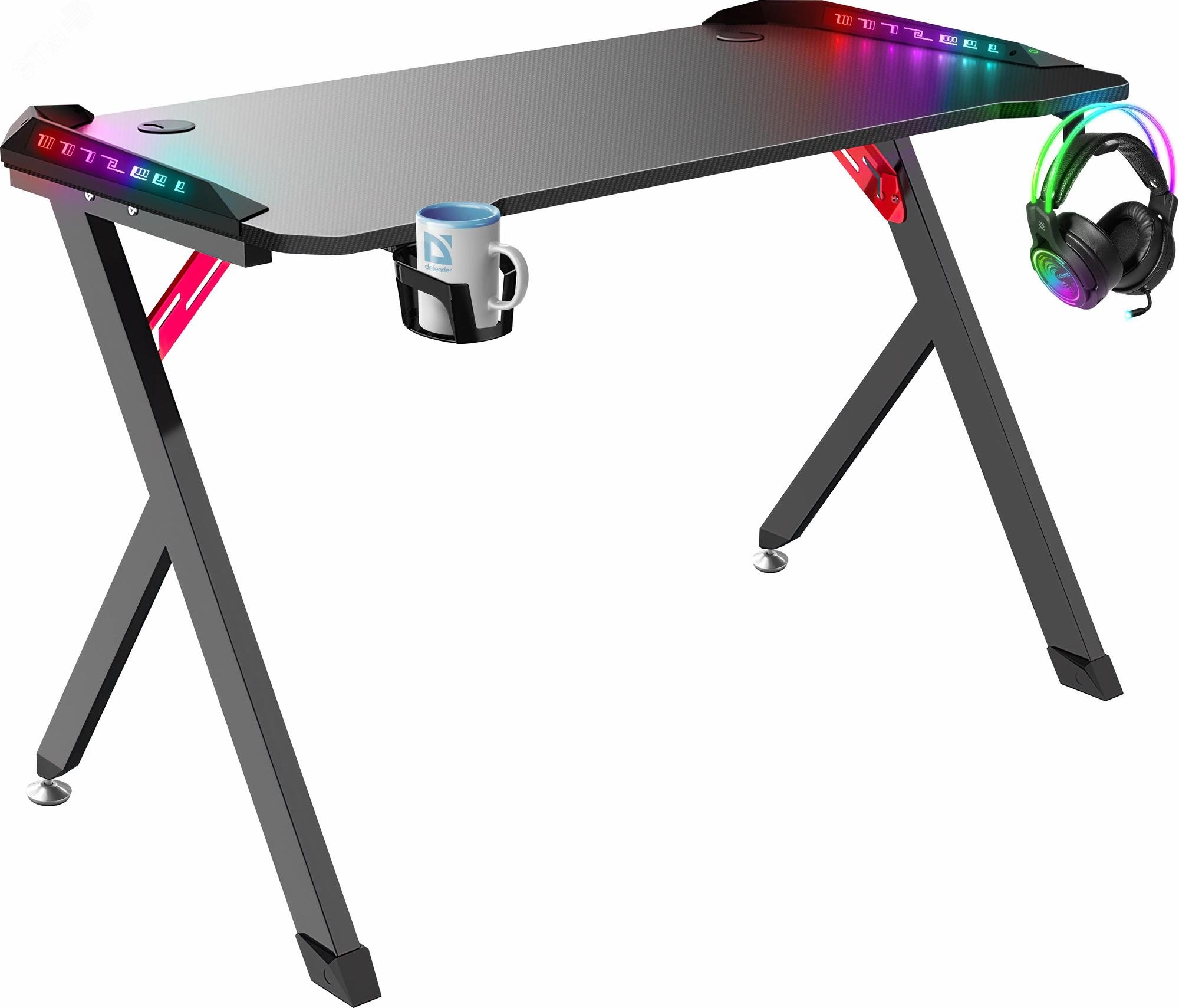 Изображение товара Стол компьютерный игровой Platinum RGB,подвес кружки+гарн.,черн. (шт) Изображение товара Стол компьютерный игровой Platinum RGB,подвес кружки+гарн.,черн. (шт)