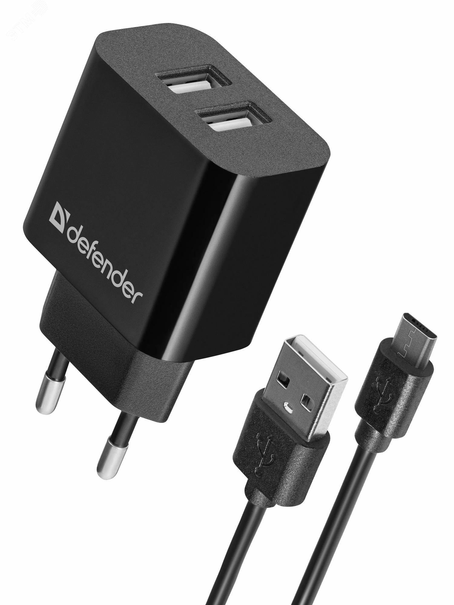 Изображение товара Зарядное устройство с двумя USB портами и кабелем micro-USB Defender UPC-21
