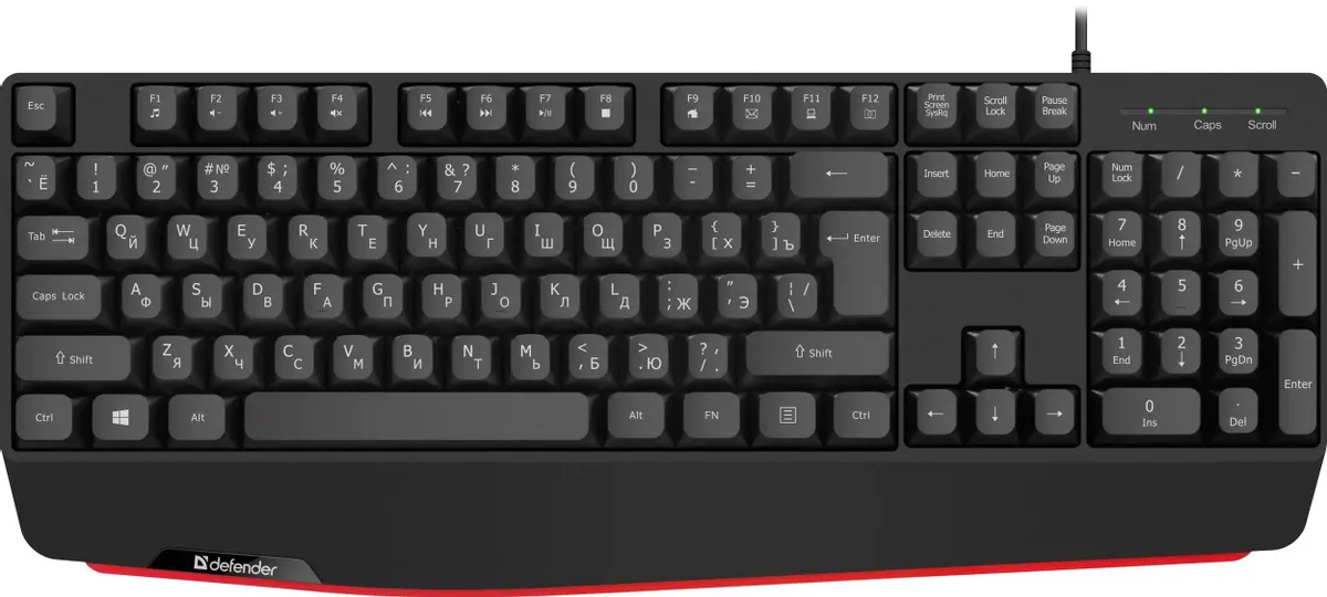 Изображение товара Клавиатура проводная Atom HB-546 RU, 104 + FN, черный, 1.8м (шт)