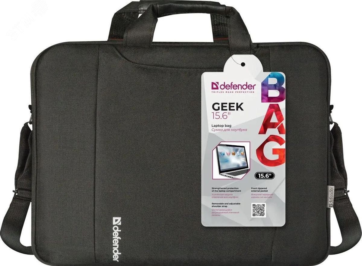 Сумка для ноутбука Geek 15.6'' черный, карман 26084 Defender - превью 7