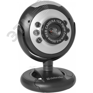 Веб-камера C-110 0.3 МП, подсветка, кнопка фото Defender