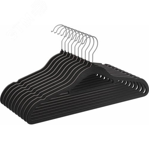 Изображение товара Набор вешалок для одежды CLH-220 черный, 10 шт, пластик, 42 см (шт)