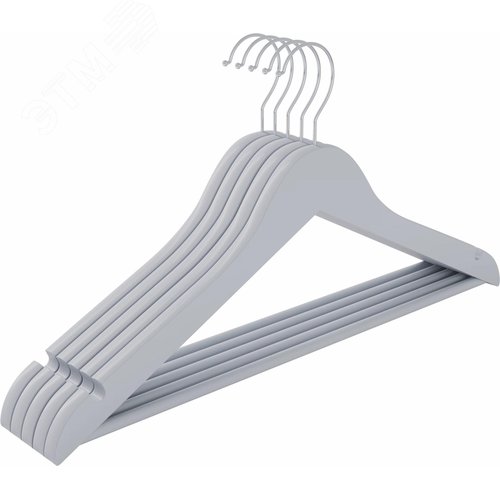 Изображение товара Набор вешалок для одежды CLH-227 серый, дерево, 5 шт, 44, 5 см (шт)