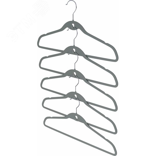 Изображение товара Набор вешалок для одежды CLH-229 серый, крючки, 5 шт, 45 см (шт)