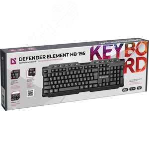 Клавиатура беспроводная Element HB-195 , мультимедиа, черный 45195 Defender - 3