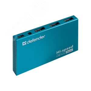 Разветвитель USB Septima Slim USB 2.0, 7 портов, блок питания 2A 83505 Defender - 2