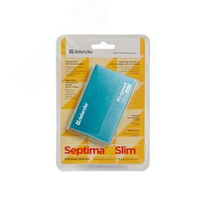 Разветвитель USB Septima Slim USB 2.0, 7 портов, блок питания 2A 83505 Defender - 3