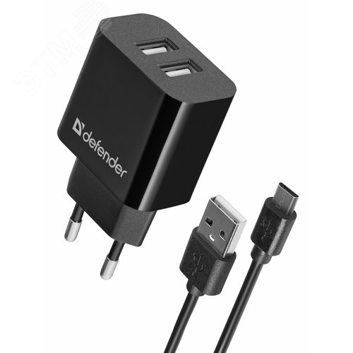 Изображение товара Зарядное устройство сетевое UPC-21 2xUSB, 5V/2.1А, кабель microUSB (шт)