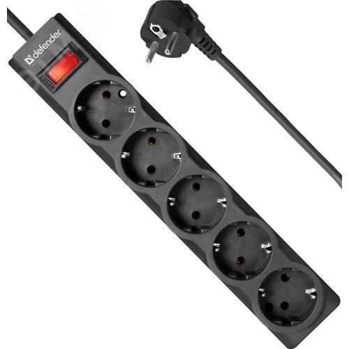 Изображение товара Удлинитель с сетевым фильтром ES largo 3 черный, 3.0 м, 5 розеток (шт)