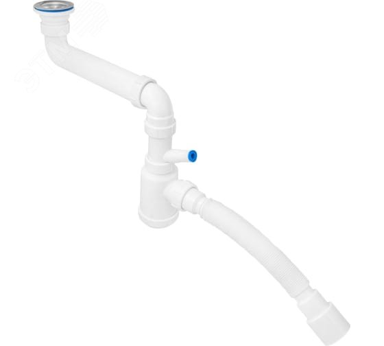 Изображение товара Сифон 2 в 1 для кухни с отводом для стиральной машины
