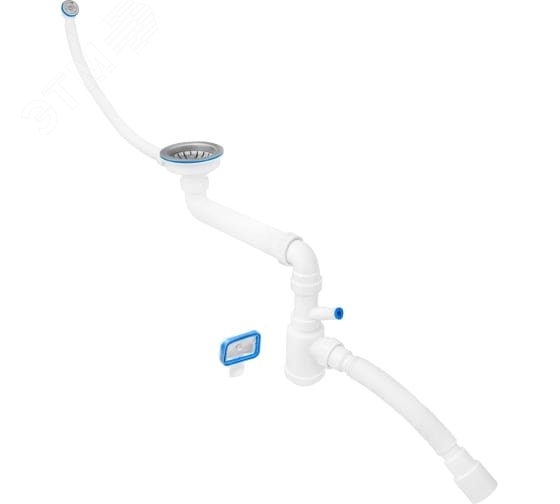 Изображение товара Сифон 2 в 1 для кухни 3 1/2'х40 со смещением и гофротрубью 40х40/50 MasterProf