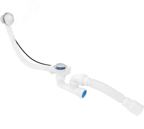 Изображение товара Сифон для ванны полуавтоматический из нержавеющей решеткой и переливом 50 мм