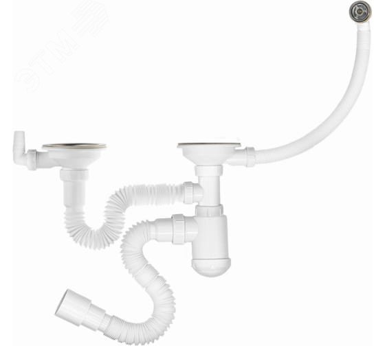 Изображение товара Сифон двойной для кухни MasterProf 3 1/2х40 с гофротрубой