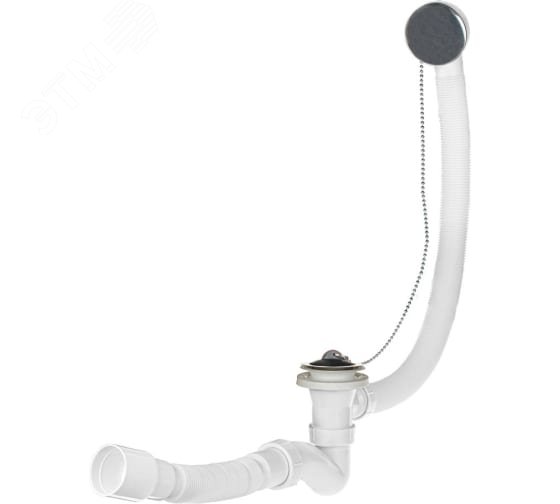 Изображение товара Сифон для ванны прямоточный с нержавеющей решеткой и переливом 50 мм