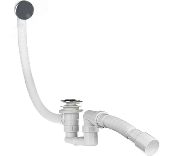 Изображение товара Сифон для ванны автомат с нержавеющей решеткой и переливом 50 мм