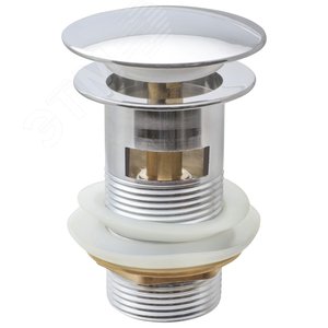 Изображение товара выпуск - донный клапан для умывальника 1 1/4', клик-клак с переливом (круглый) (шт)