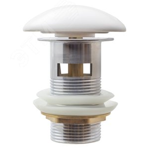 Изображение товара Выпуск - донный клапан для умывальника 1 1/4', клик-клак с переливом (белая керамич. крышка) (шт)