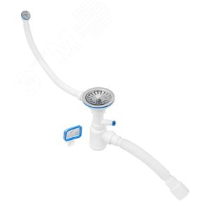 Изображение товара Сифон ЭКОНОМ для кухни 3 1/2'х40 (нержавеющая чашка, 2 перелива, отверстия для стиральной машинки, пластиковый шток) с гофротрубой 40х40/50 (шт)