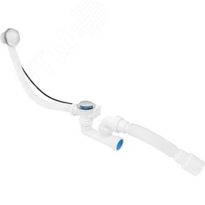 Изображение товара Сифон для ванны и глубокого поддона, полуавтоматический (выпуск с нержавеющей решеткой, с переливом 60 см) с гофротрубой 40х40/50 (шт)