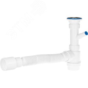Изображение товара Сифон 2 в 1 для умывальника 1 1/2х40 (выпуск с не жавеющей решеткой) с гофротрубой 40х40/50 с отводом (шт)