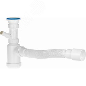 Изображение товара Сифон для кухни 1 1/2'х40 (выпуск с нержавеющей р шеткой) с гофротрубой 40х40/50 с отводом (шт)