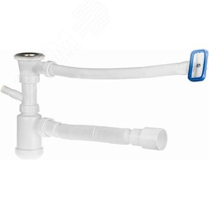 Изображение товара Сифон для кухни 1 1/2х40 (выпуск с нержавеющей ре еткой, прямоугольный перелив) с гофротрубой 40х40/50 (шт)