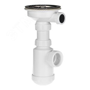 Изображение товара Сифон ЭКОНОМ для кухни 3 1/2'х40 (нержавеющая чашка, пластиковый шток) с гофротрубой 40х40/50 (шт)