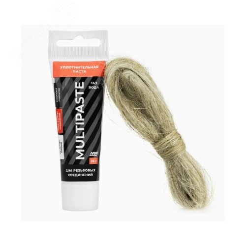Изображение товара Комплект паста уплотнительная универсальная (вода, газ, 25 гр) лён Premium, в тубе (упак)