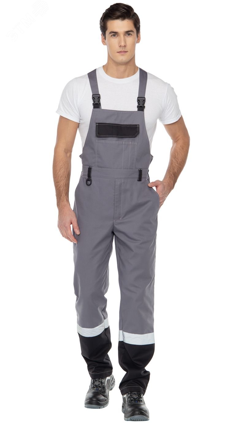 Изображение товара Полукомбинезон мужской летний рабочий Виват NEW серый черный р. 88-92/182-188
