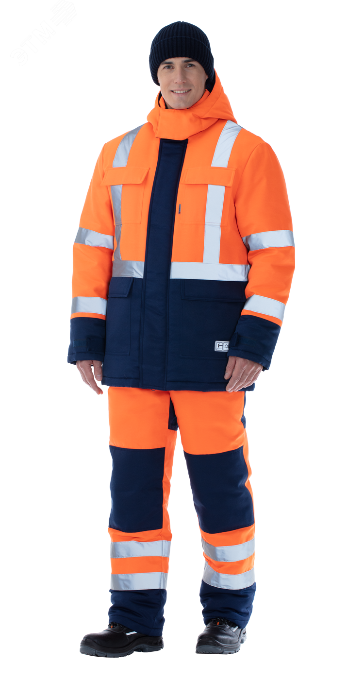 Изображение товара Костюм сигнальный утепленный Альянс с пк цв. фл.оранж.-син., р. 96-100/170-176 (компл)