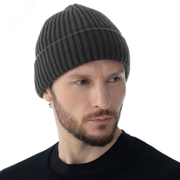 Изображение товара Теплая шерстяная шапка Анкер цвет графит меланж универсальный размер