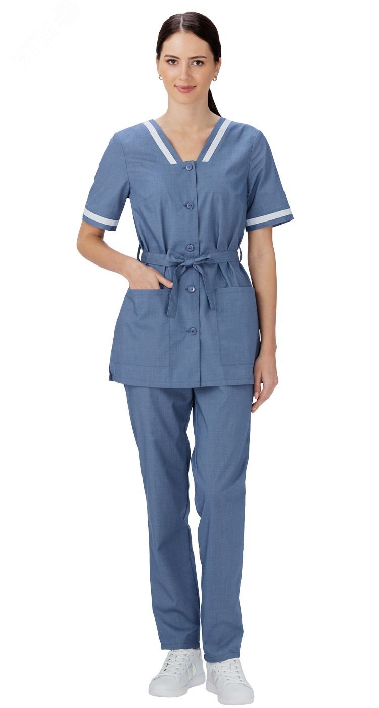 Изображение товара Костюм женский Амели голубой - жакет и юбка, размер 120-124/158-164