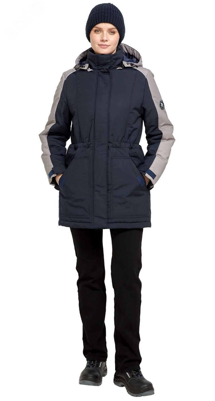 Изображение товара Куртка утепленная женская Альфа синяя-серая р. 104-108/158-164