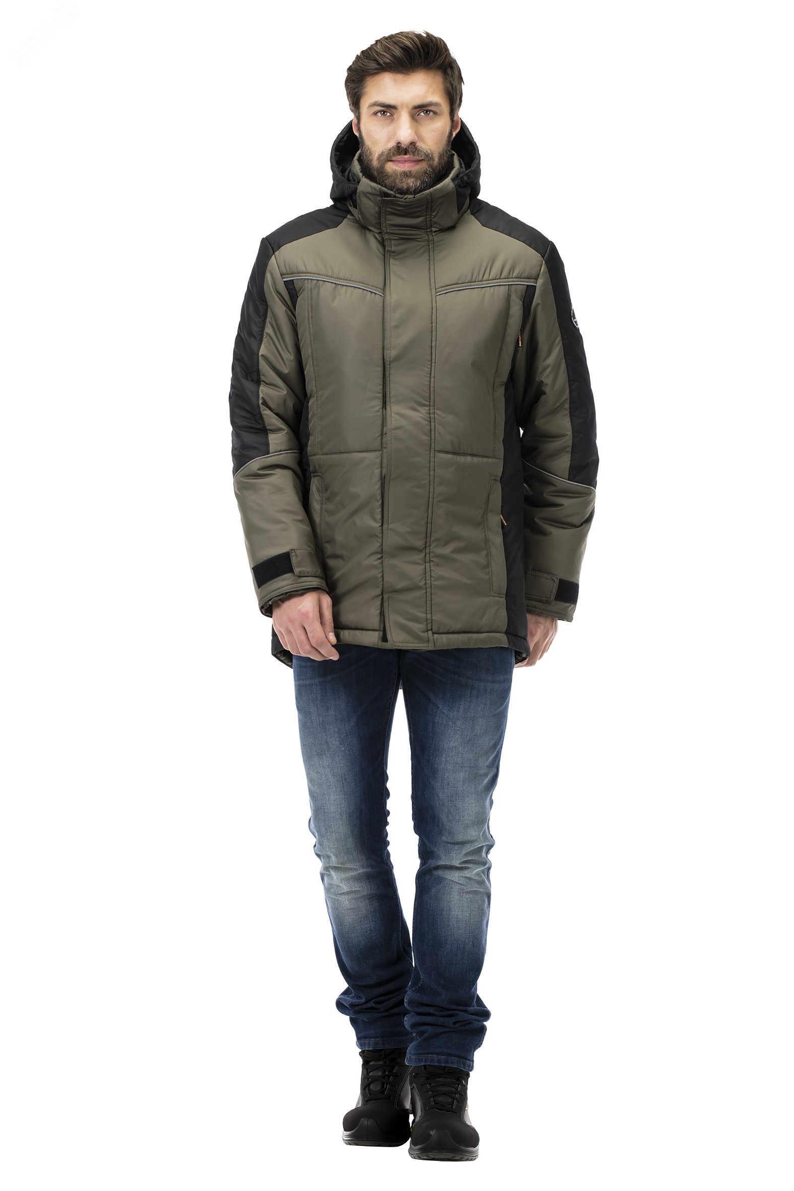 Изображение товара Мужская утепленная куртка Корсар для зимы - хаки-черный, р 96-100/170-176