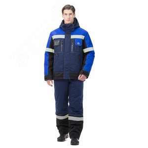 Изображение товара Костюм Виват утепленный (ткань смесовая, 240), куртка, брюки, синий-васильковый-черный, 96-100,182-188 (комп)